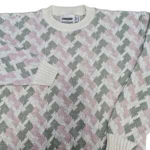 Vintage Fabrizio for The Weathervane Pastel Abstract Cotton Sweater Made in USA